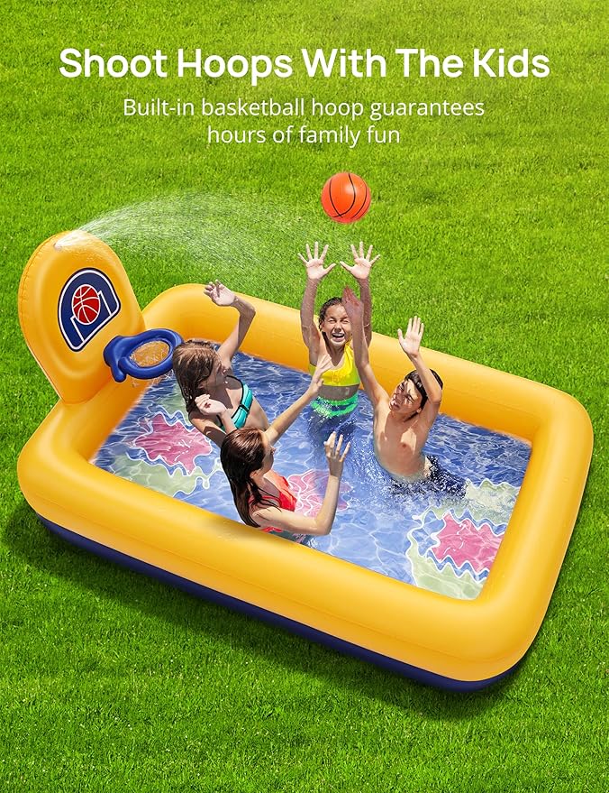Kiddie Pool, Evajoy Inflatable Kids Pool, Summer Water Party Inflatable Pool for Backyard & Garden 90 * 55 * 35 inch