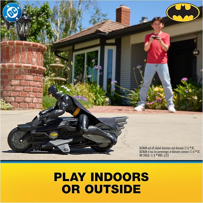 DC Comics, Batman Stealth Remote Control Batcycle with 12" Batman Action Figure, Super Hero Kids Toys for Boys and Girls Ages 4 & Up