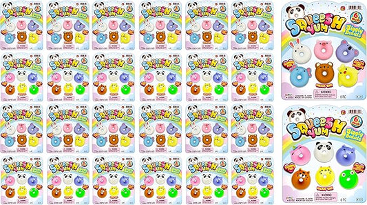 JA-RU Mochi Squishy Donut Animals (24 Pack; 144 Toys Assorted) Kawaii Mini Squishies for Kids. Stress Relief Fidget Toys. Bulk Party Favors Birthday Goodie Bags Classroom Prizes. 3352-24