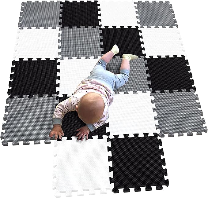 MQIAOHAM® 18 Pieces Puzzle Play Mats, Soft Baby Play Mat, Kids Interlocking Foam Floor Tiles, Toddlers Carpet Playmats G301018-101104112
