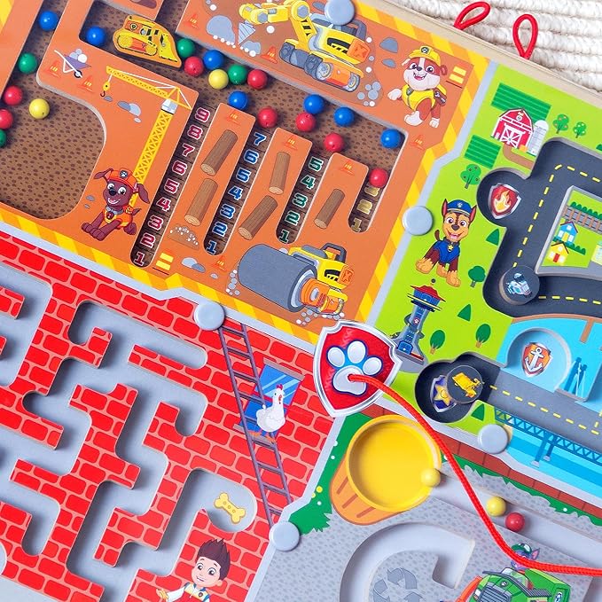 Melissa & Doug PAW Patrol Wooden 4-in-1 Magnetic Wand Maze Board - FSC Certified