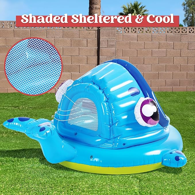 JOYIN Inflatable Shade Kiddie Pool,Whale Baby Pool Tent, Infant Swimming Pool for Kids （54" x 56" x 28"）,Blow Up Toddler Pool for Swim Party Toys Summer Water Beach Fun