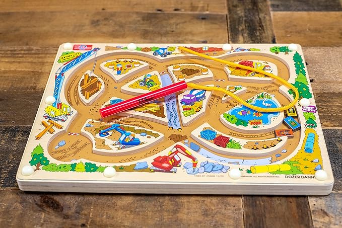 Bendon TS Shure Bulldozer Construction Magic Wand Magnetic Maze with 3 Magnets and Magnetic Magic Wand Pre-School Learning 50293