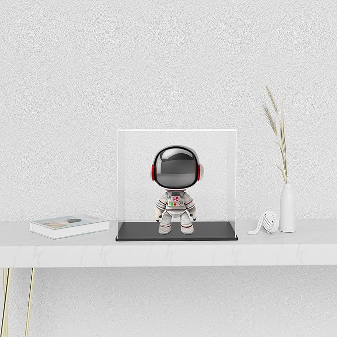 Acrylic Box with Matte Black Base, 5 inch Cube Clear Acrylic Display Case, Dust-Proof Display Case for Collectibles, Toys (5x5x5 inch)