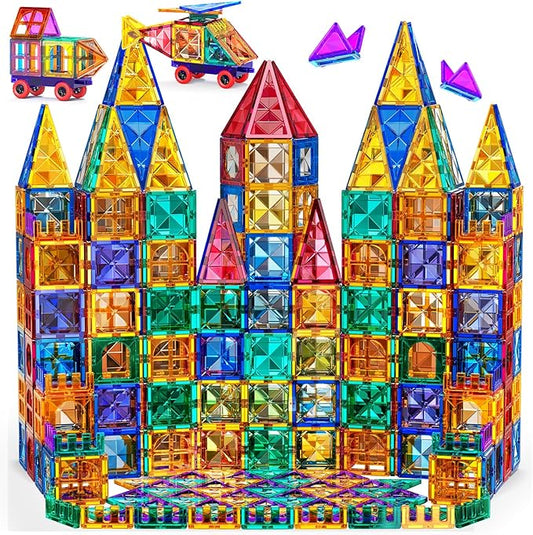 TEMI Magnetic Tiles,180 Piece Building Blocks, Magnets Building Set, STEM & Learning & Education Toys Christmas Toy Gift for Ages 3 4 5 6 7 8+ Year Old Toddler Kids Boys and Girls