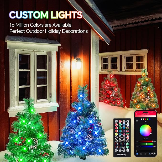 Outdoor Pathway Christmas Trees, 2-Pack 30 Inch RGB Color Changing Pre-Lit Smart Artificial Pine Tree with Cones, Remote&App Control, Outdoor Christmas Decorations for Porch Yard Walkway
