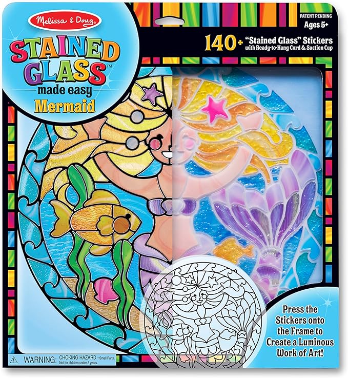 Melissa & Doug Stained Glass Made Easy Activity Kit: Mermaids - 140+ Stickers
