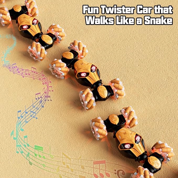 Gesture Sensing RC Car Hand Controlled Remote Control LED Car Toys for Kids 8-12 Years Old, 2.4GHz 4WD Double Sided 360° Flips Off Road Vehicle Toys w/Lights&Music, Boys Grils Brithday Gift