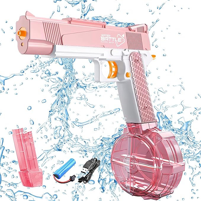 GOAP Electric Water Gun 2 Large Capacity Clips, Rechargeable Battery, Kids & Adults Squirt Gun