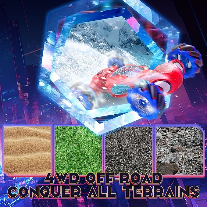 Dysaim Spider Remote Control Car, Gesture Sensing RC Stunt Cars Toys for Boys Ages 4-12, 360° Rotate Transform Drift with Lights Music Sprayer, 2.4Ghz Hand Controlled Car Birthday Gifts