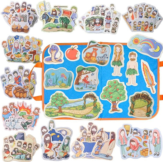 CHEFAN 12 Pack Felt Board Bible Stories Pieces，Flannel Board Stories for Preschool Activities Included a Felt Bag