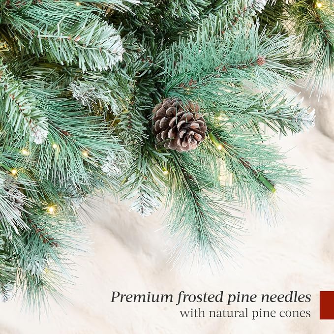 Best Choice Products 7.5ft Pre-Lit Scotch Pine Christmas Tree, Premium Frosted Pre-Decorated Artificial Holiday Decor w/ 1,320 Branch Tips, 2-in-1 White and Multicolor LED Lights, Cordless Setup