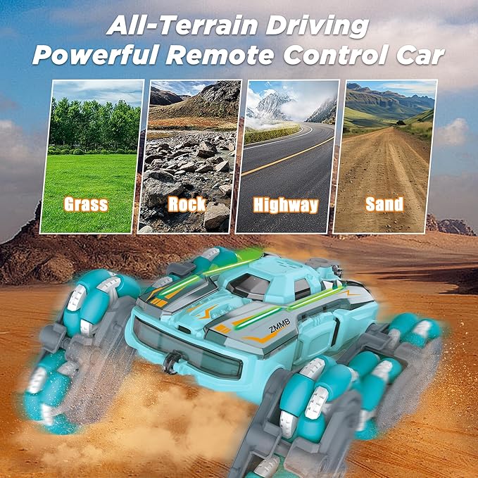 8 Wheel RC Stunt Car with Gesture Control, Spray & LED Lights, Double-Sided Off-Road Vehicle for Boys & Girls Ages 6-14, Ideal Christmas & Birthday Gift