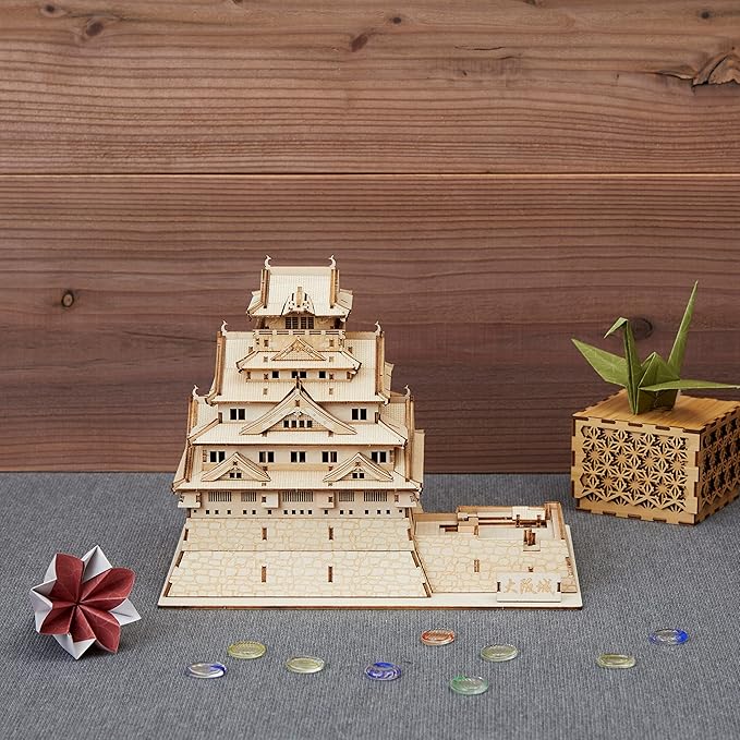 Osaka Castle Wooden Architecture 3D Puzzle - Fun DIY Wood Craft Kits - Ideal Gift for Birthdays and Party Favors