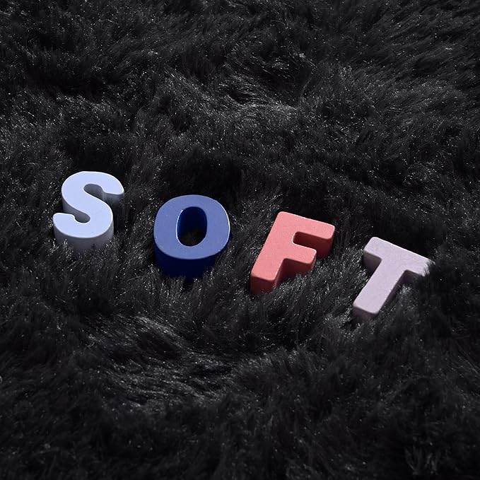 5x8 Fluffy Soft Black Rug for Living Room Bedroom, Large Area Rugs Super Soft Shaggy Carpet for Classroom Kids Babys Playroom Toddler Nursery Dorm Home Decor, Modern Indoor Non Slip Rug