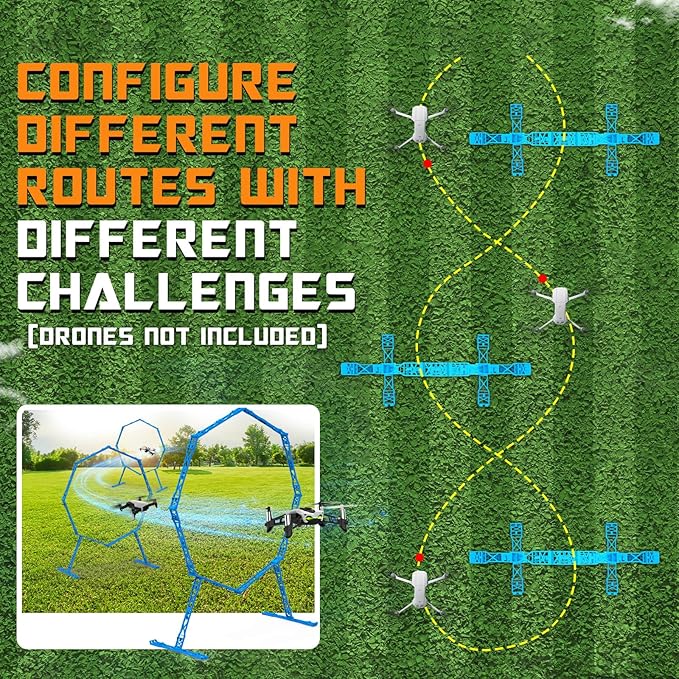Drone Obstacle Course, Includes 3 Pack Easy to Build Obstacle Hoop, FPV Racing Drone Loop Gate, Suitable Competition RC FPV Racing of Drones or Model Aircraft Games for Age 6-12 Kids or Adults
