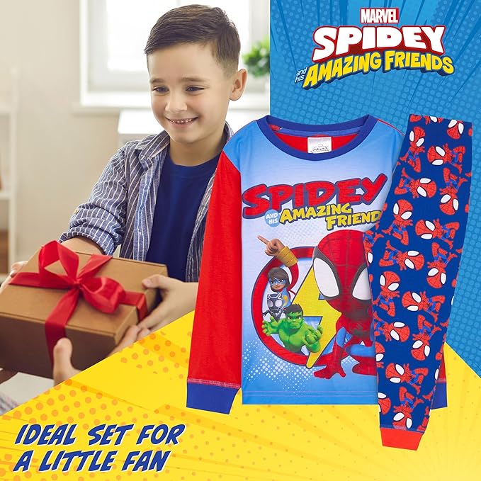 Marvel Spiderman Pajamas for Boys Teens Long PJs Set Lounge Set Comfy Sleepwear