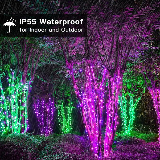 LetsFunny Purple String Lights, 300 LED Christmas Lights Outdoor with 8 Modes, 108FT - UL Certified Outdoor & Indoor Christmas Decorations Fairy Lights for Tree, Garden, Party, Wedding, Halloween