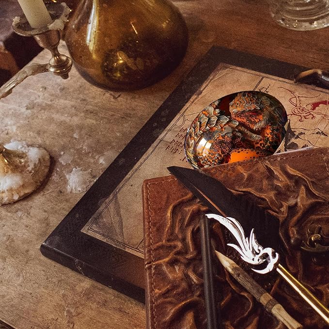 ACOCOFE Dragon Egg - Handmade Sculpture Resin Crystal Souvenir, Lava Ornaments Gift for Christmas, Birthdays, Graduation (Red)