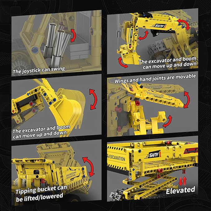 STEM Robot Construction Toys for Kids - Remote-Controlled Excavator Engineering Kit with 555 Pieces, Motor Module, Educational Boys Toys Age 8-10, Science Kits for Kids Age 8-12