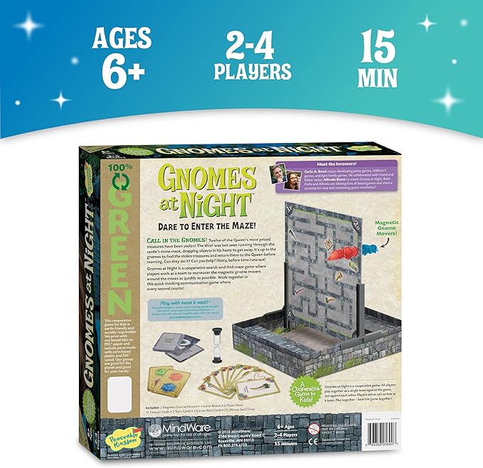Peaceable Kingdom Gnomes at Night A Cooperative Maze Game for 2 to 4 Kids Ages 6+