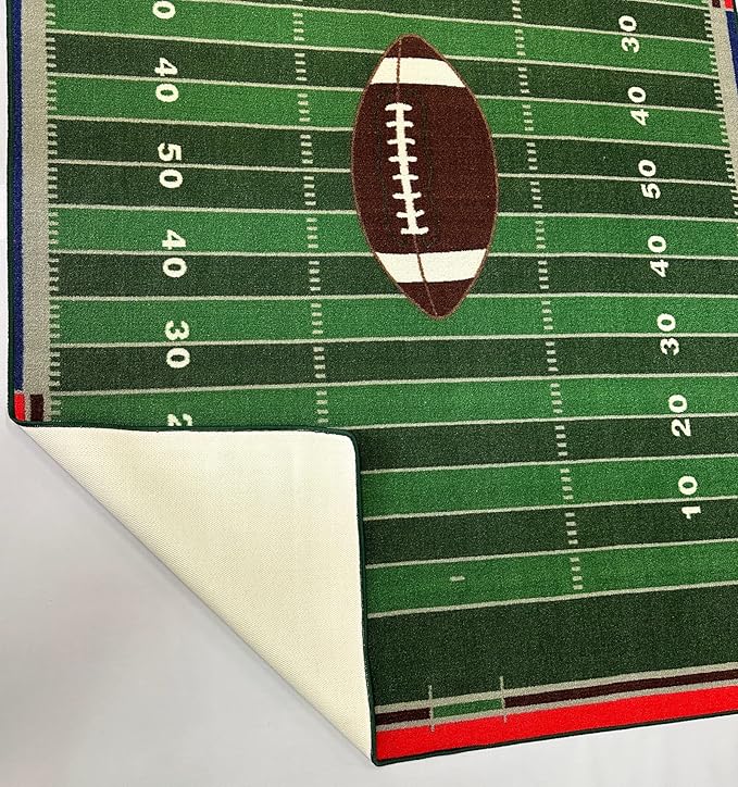 Mybecca Kids Rug American Football Field Rug 5'x7' (Approx:4'11" X 6' 10") Non-Slip Gel Backing (59" x 82") Children Area Rug for Playroom & Nursery