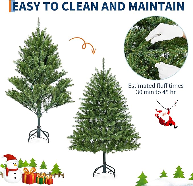 Christmas Artificial Tree 6 FT, PVC Mixed Automatic Tree with Dual Color LED Lights, Easy Setup, Durable, Modern Design, Indoor & Outdoor Holiday Decoration