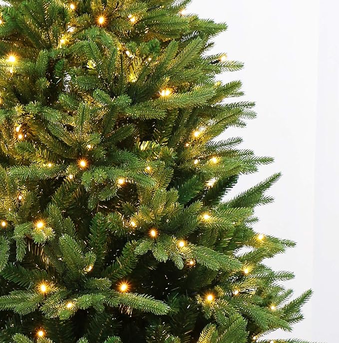 7 Foot Realistic Evergreen Valley Fraser Fir Christmas Tree Prelit with Warm White LED Lights (7ft Pre-lit)