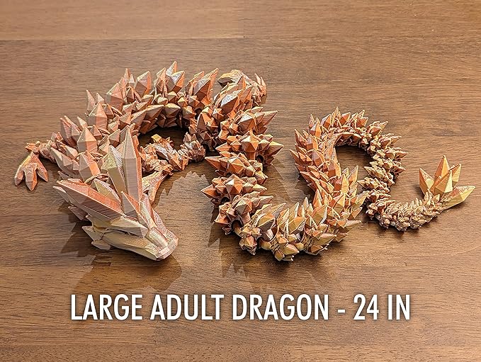 Medium 12" Articulated Crystal Dragon - Multi Color 3D Printed Plastic Dragon Figure - Rainbow Pearlescent Colors - Interlocked Body Segments and Legs (Medium 12", Blue Raspberry)