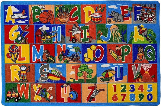 Mybecca Kids Rug ABC-1 Numbers Area Rug 3' x 5' (3'3" X 4'9") (39" x 56") (99cm x 142cm) Non Slip Gel Backing
