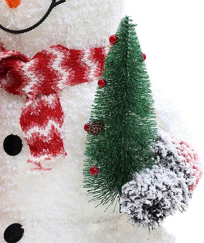 LuxenHome 3FT Lighted Snowman Outdoor Christmas Decorations, Battery Operated Frosted Snowman Christmas Decor with 40 LED Light, Xmas Decorations Outdoor, Indoor for Porch, Lawn Holiday Display