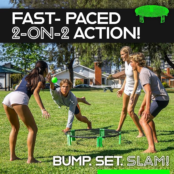GoSports Slammo Game Set (Includes 3 Balls, Carrying Case and Rules) - Outdoor Lawn, Beach & Tailgating Roundnet Game for Kids, Teens & Adults