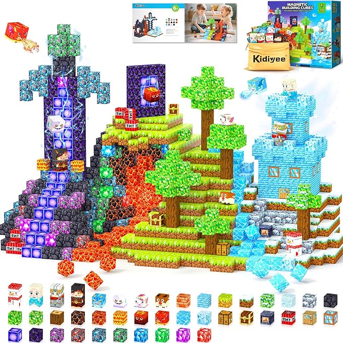 200PCS Magnetic Blocks - Build Mine Magnet World, Magnetic Building Blocks for Kids Ages 4-6 6-8 8-12, STEM Educational Sensory Toys for Boys & Girls, Birthday Toys Gifts for Kids