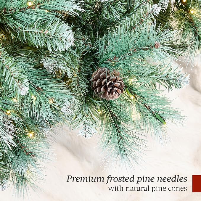 Best Choice Products Full Scotch Pine Christmas Tree, 9ft Pre-Lit Frosted Holiday Decor w/ 2,000 Twinkling Micro LED Lights, 2-in-1 White & Multicolor