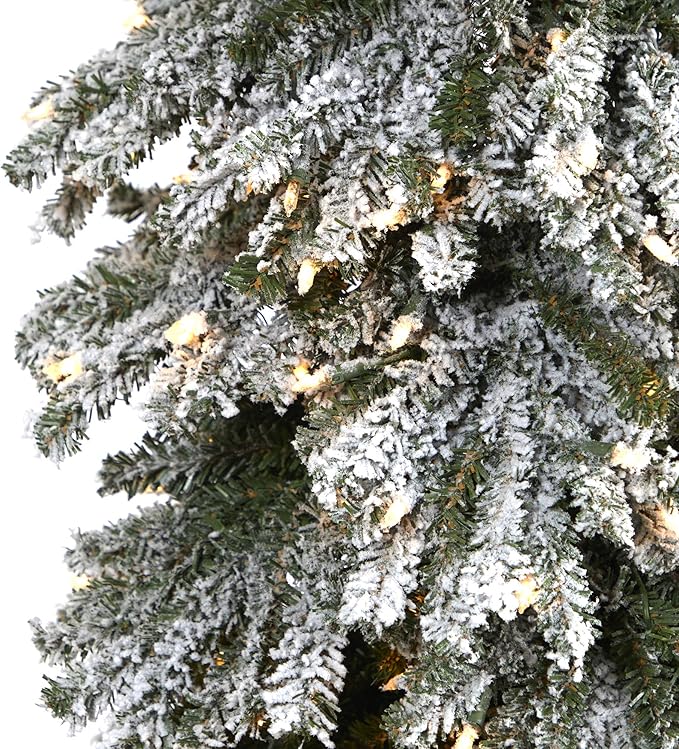 Nearly Natural 8ft. Flocked Grand Alpine Artificial Christmas Tree with 500 Clear Lights and 1051 Bendable Branches on Natural Trunk