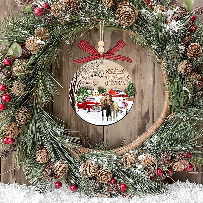 2025 Christmas Ornaments Gifts for Men, Women - Christmas, Farmhouse Gifts for Family, Mom, Dad, Friends, Horse Lovers, Horse Decor - Christmas Tree Decoration Wooden Ornament