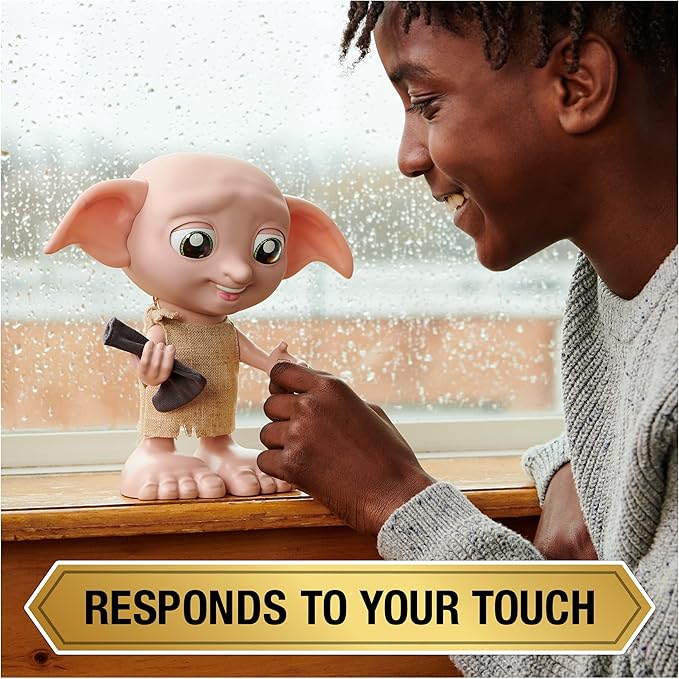 Wizarding World - 8.5" Harry Potter Elf Dobby Interactive Doll with Stocking and 30+ Sounds and Phrases - Harry Potter Gifts - Toys Kids 6+