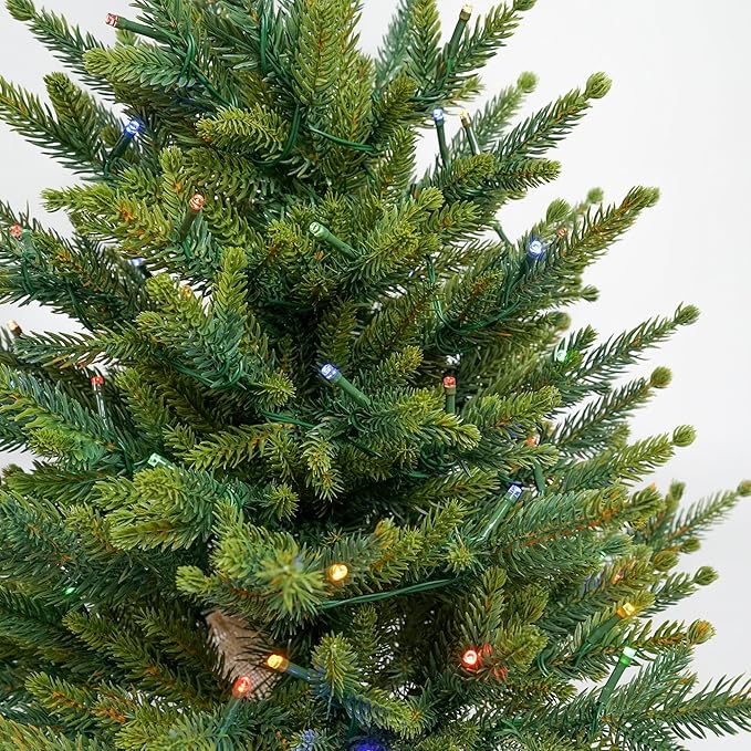 Prelighted Mini Christmas Tree 2 Ft with 70 LED Warm & Multi-Color Light, Artificial Small Xmas Tree 24 inch Tabletop Tree Christmas Decoration for Bedroom Fireplace Mantel