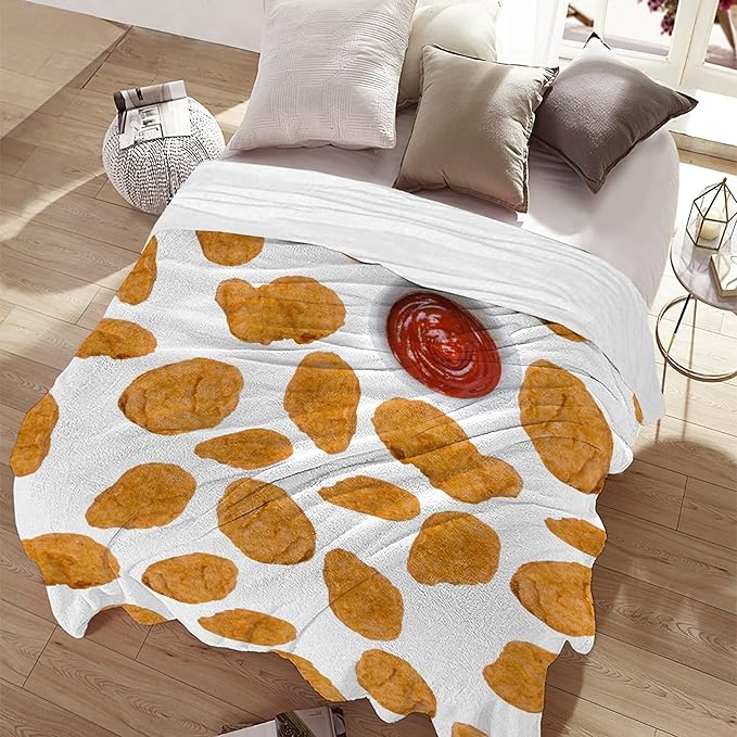 Blanket Chicken Nuggets Fried Throws Gift for Kids Boys Girls Plush Lightweight Sheet Funny Food Stuffed Super Soft Flannel Blankets Men Women Bedding for Party Couch Bed-50"x40" Poster for Toddler