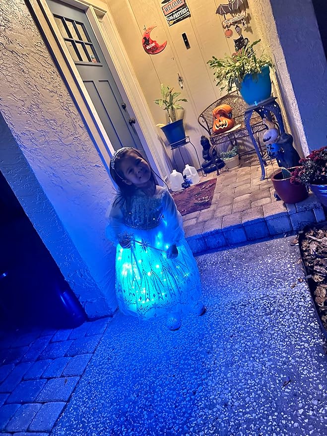 Girls LED Light Up Princess Dress Kids LED Halloween Costume Play Dress