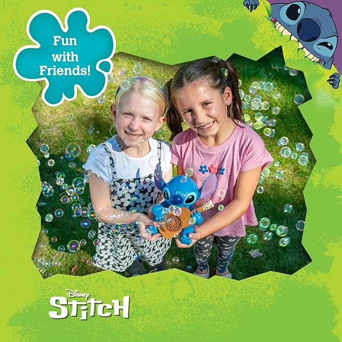 Stitch NO Spill Musical Bubble Machine | Bubble Toy for Toddlers and Kids | Amazon Toys Exclusive with 16 oz of Extra Bubble Solution (Bubble Solution Bottle Colors Will Vary)