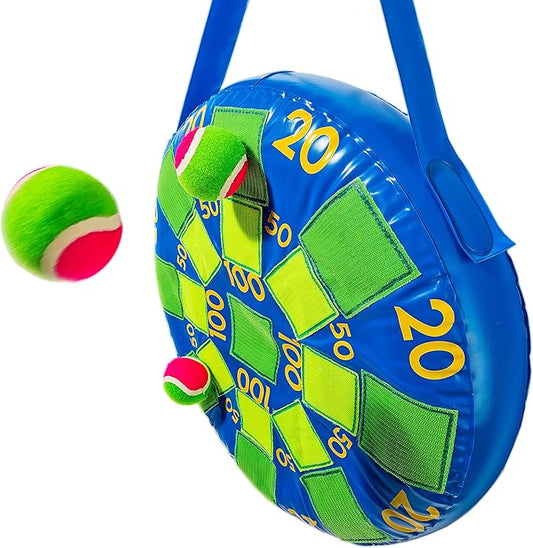 Franklin Sports Kids Dart Board - Inflatable Dart Ball Game with 3 Tennis Ball Self-Stick Darts - 20 X 20