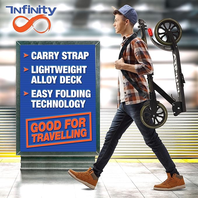 SereneLife Kick Scooter Adult Teenagers Kids- 2 Wheel Kids Scooter with Adjustable T-Bar Handlebar - Alloy Anti-Slip Deck - Portable Folding Scooters for Kids with Carrying Strap