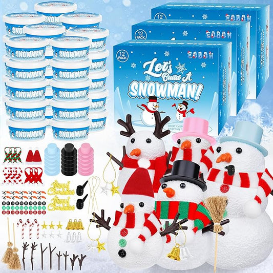 36 Pack Build a Snowman Kit, Snowman Kit Inspiring DIY Crafts for Kids, Creative Air Dry Clay Modeling Snowman Craft, Enhance Creativity Christmas Gifts for Kids, Winter School Xmas Creative Supplies