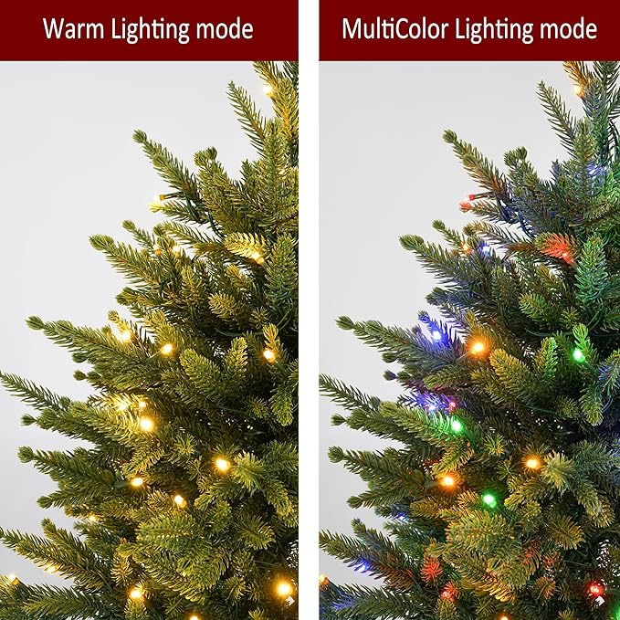 Prelighted Mini Christmas Tree 2 Ft with 70 LED Warm & Multi-Color Light, Artificial Small Xmas Tree with Timer 24 inch Tabletop Tree Christmas Decoration for Bedroom Fireplace Mantel