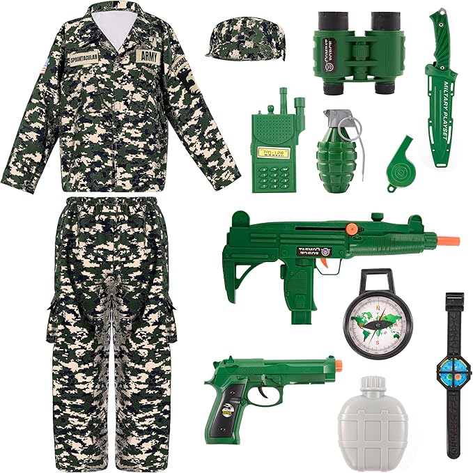 Spooktacular Creations Halloween Boys Army Costume, Military Costume for Kids, Camo Soldier Outfit for Toddler DressUp Party