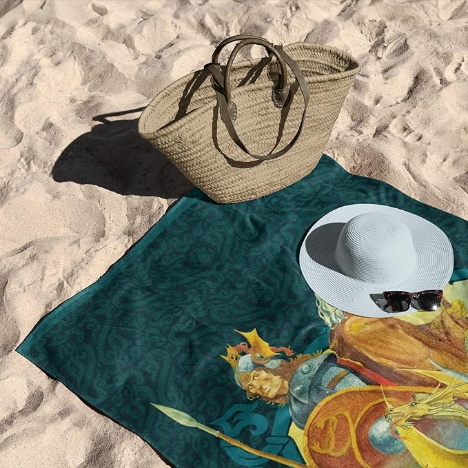 NORTHWEST Dungeons & Dragons Beach Towel 2-Pack – Soft, Sand-Free, Fast-Drying Oversized Pool Towels, Lance Wizard Realms Design, 30" x 60"