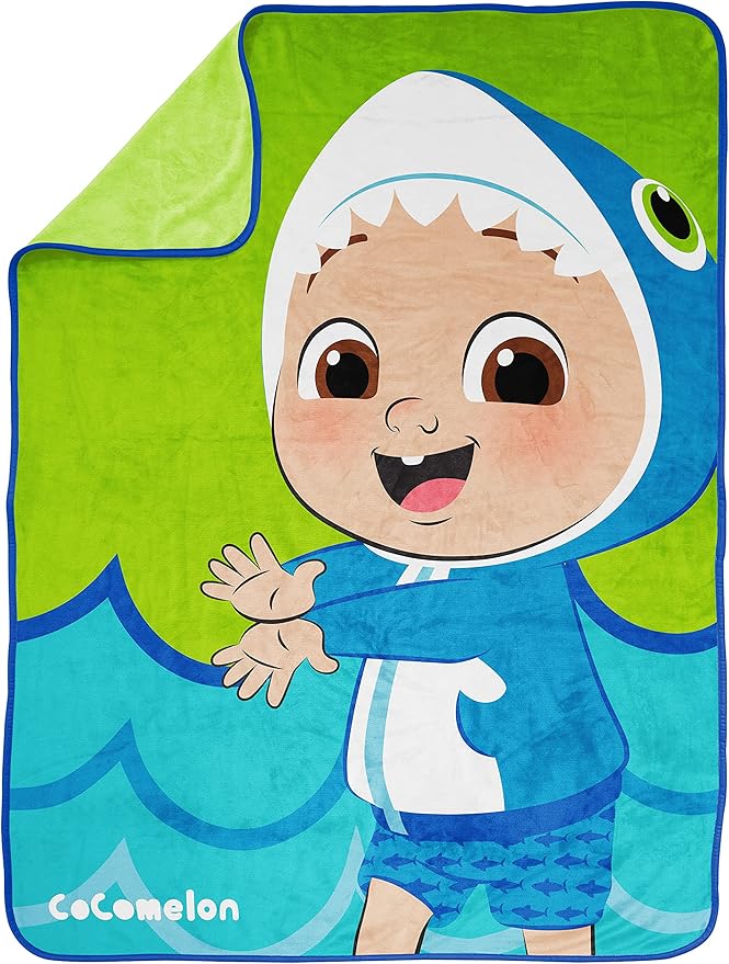 Jay Franco Cocomelon JJ Baby Shark Kid's Plush Throw Blanket - 46" x 60" Soft Fleece Blanket for Toddlers, Cozy, Fade Resistant