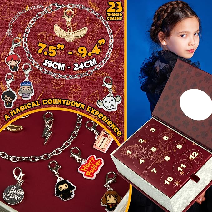 Get Trend Harry Potter Advent Calendar 2025 for Girls, Teens, Charm Bracelet Jewelry Set, 23 Charms, Christmas Countdown Calendar, Gifts for Girls (Burgundy Harry Potter)