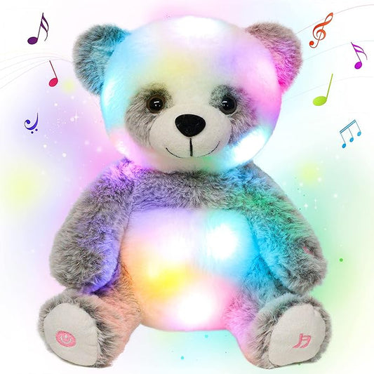 Cuteoy LED Musical Panda Light-up Stuffed Animal Singing Glowing Plush Adjustable Volume Lullaby Toy Gifts for Kids Toddler Girls Birthday Christmas Plushies, 13"